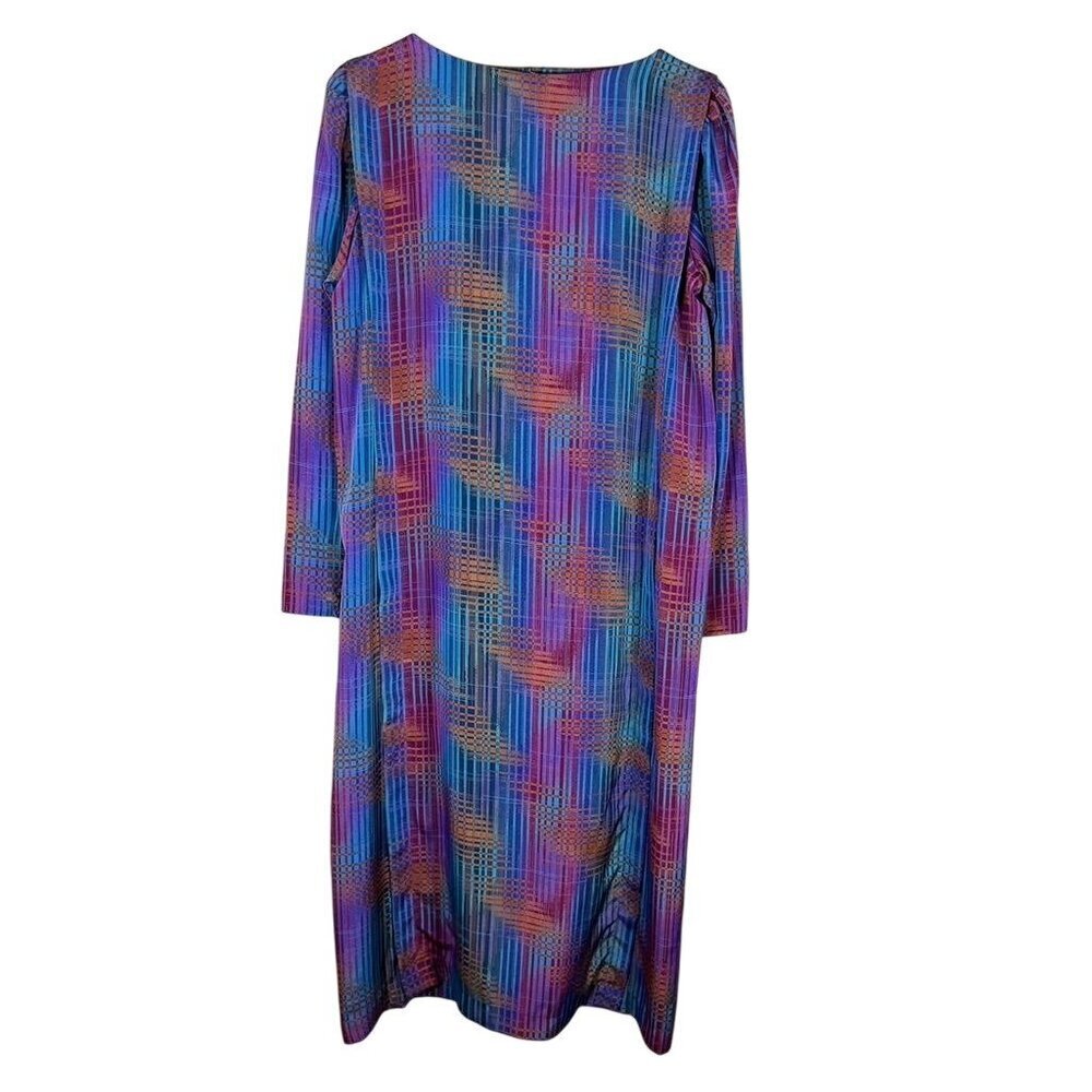 Vintage Retro Striped Dress 8 Blue Rainbow Classic Old Money  Mod Chic Funky 80s